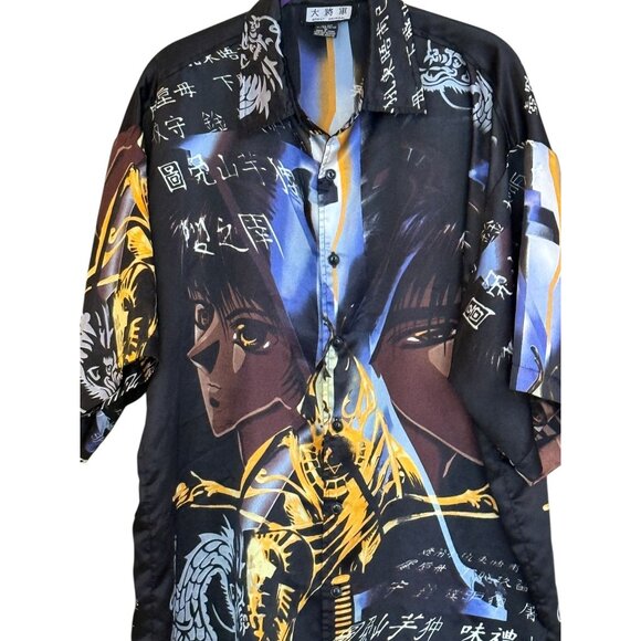 Great General Men's Anime Short Sleeve Shirt Black Purple  Size Lg - Picture 3 of 6